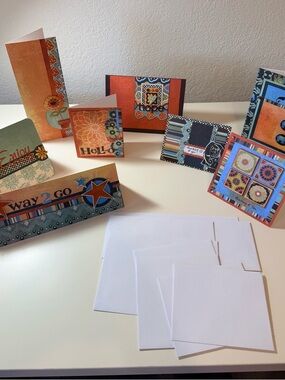 Handmade Assorted Greeting Cards with Envelopes. 8 Marrakech Patterned. New.